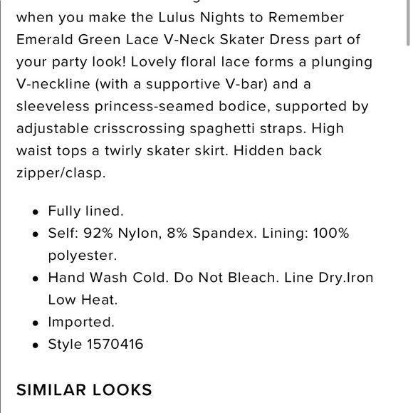 Nights to Remember Emerald Green Lace V-Neck Skater Dress - Picture 3 of 9